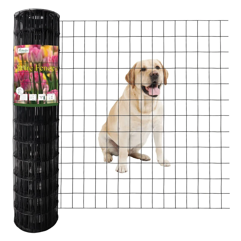 FOREHOGAR Black PVC Coated Welded Wire Garden Fence 16GA 3"x2" (WF-0350, Black)