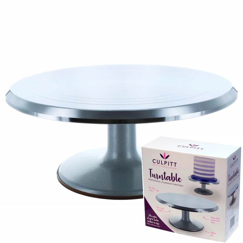 Culpitt Professional Aluminium Cake Decorators Turntable, 310mm (12"), Sturdy & Strong, Smooth Motion Rotating Cake Plate | 12 Inch