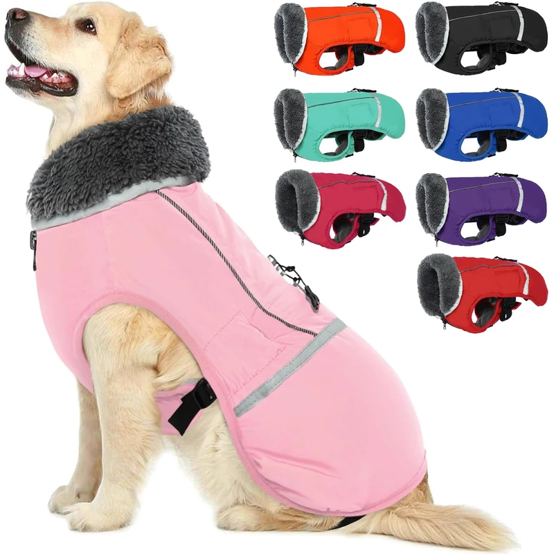 QBLEEV Dog Winter Coat, Warm Reflective Dog Jacket, Turtleneck, Waterproof, Cold Weather, Thick Fleece Lining, Snowsuit, Christmas Dog Vest, Pet Clothes for All Dog Sizes - Image 1