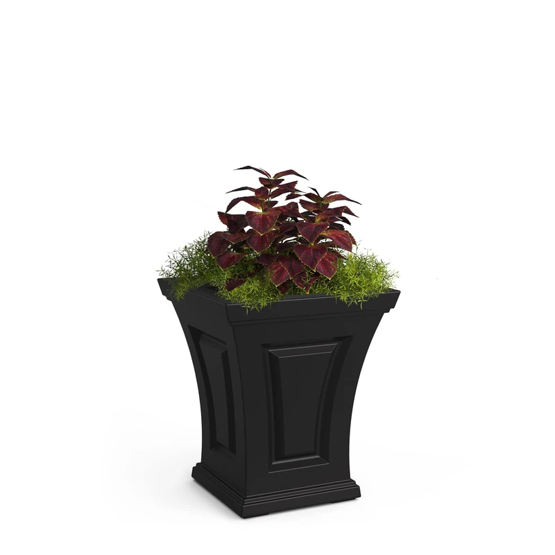 Mayne Planter, Resin, Black, 18 Inch - Image 1
