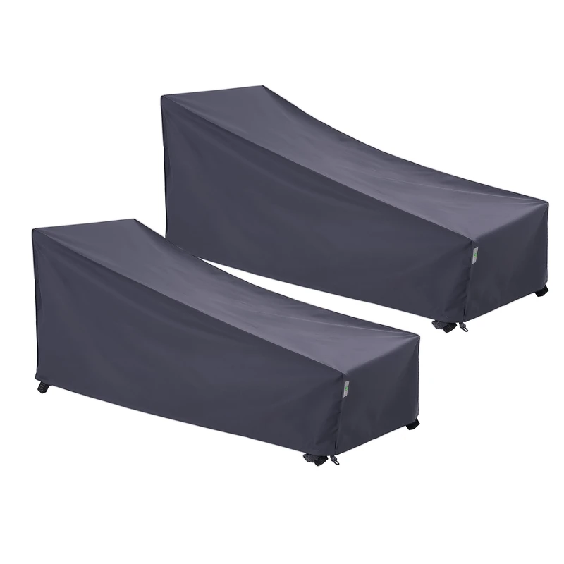 F&J Outdoors Waterproof UV Resistant Heavy Duty Patio Chaise Lounge Chair Cover, 2Pack, 79"Lx30"Wx30"H, Grey