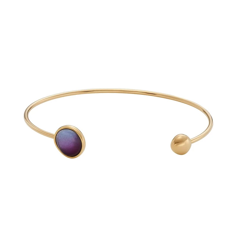 Skagen Women's Stainless Steel and Semi precious with Cuff Bangle bracelet, Gold and Purple