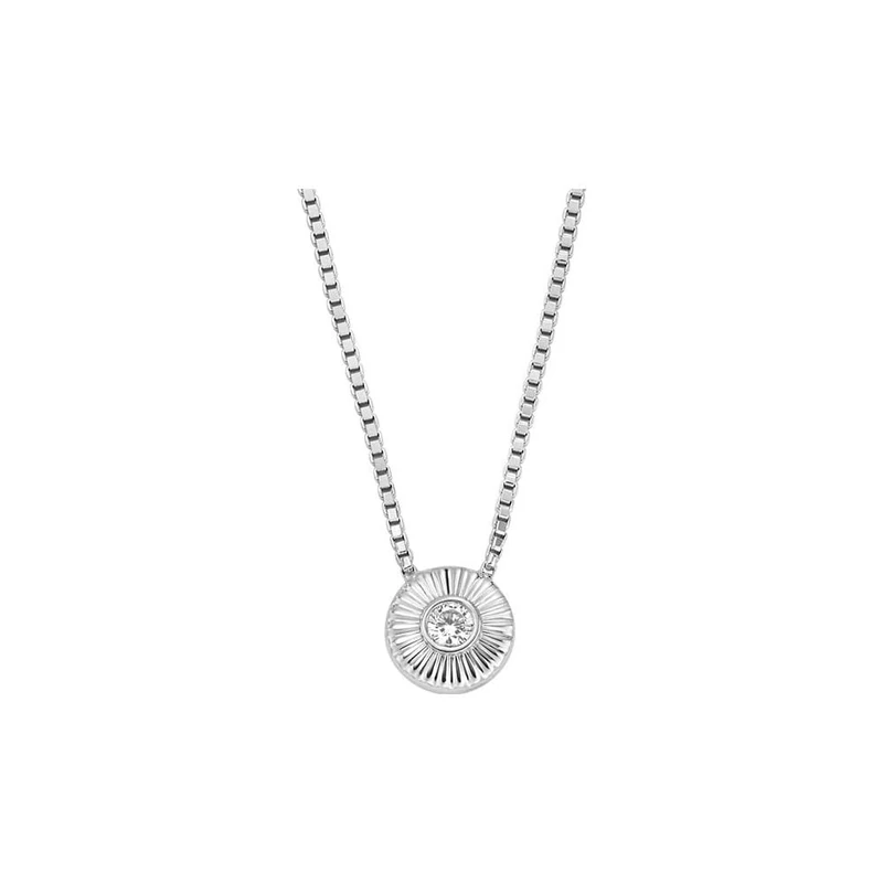 Fossil Necklace for Women Sterling Silver, Length: 356mm+51mm, Width: 8.7mm, Height: 8.7mm Silver Sterling Silver Necklace, JFS00618040