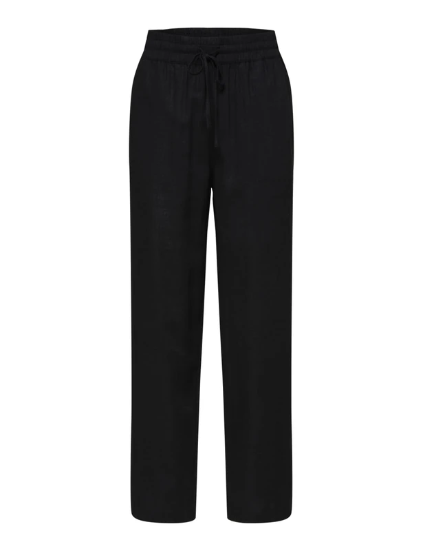 MAMALICIOUS Women's Slfviva-gulia Hw Long Linen Trousers Noos, Black, 8