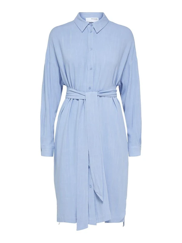 SELECTED FEMME Female Linen Blend Blouse Dress, Blue Heron, 10 - Image 1