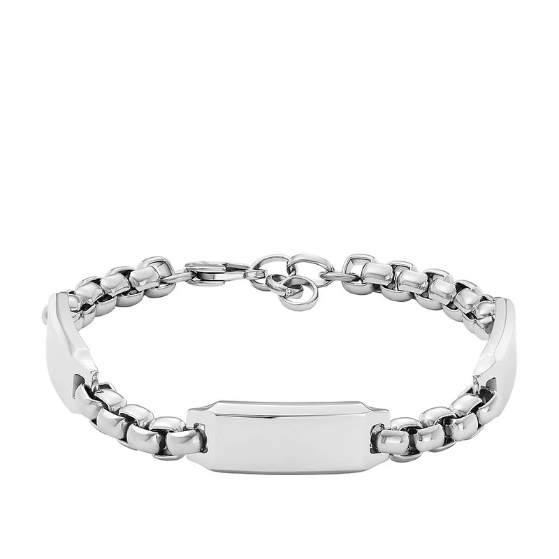 Fossil Bracelet for Men Drew, Length: 225mm, Width: 27.3mm, Height: 10mm Silver Stainless Steel Bracelet, JF04400040