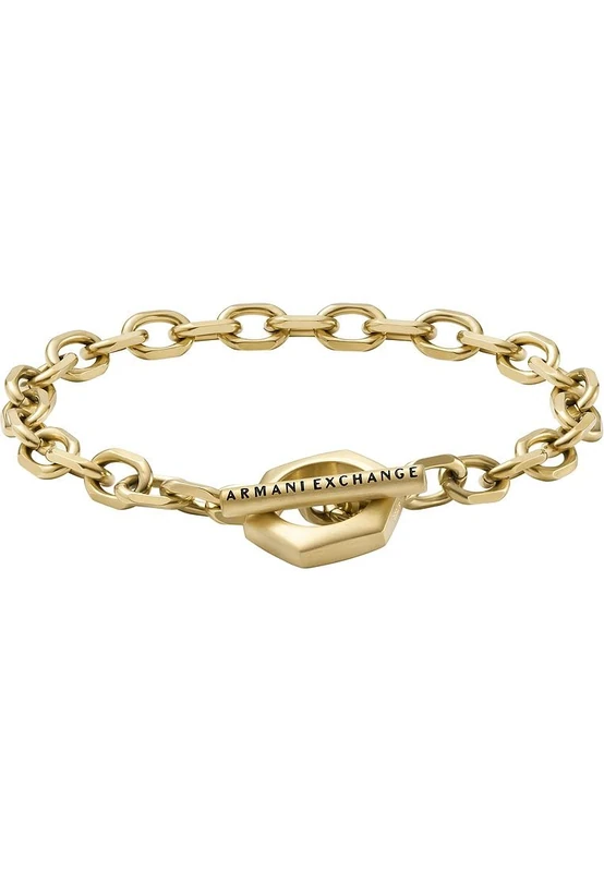 Armani Exchange Bracelet for Men CLASSIC, Length: 220MM, Width: 17.5MM, Height: 20MM Gold Stainless Steel Bracelet, AXG0104710
