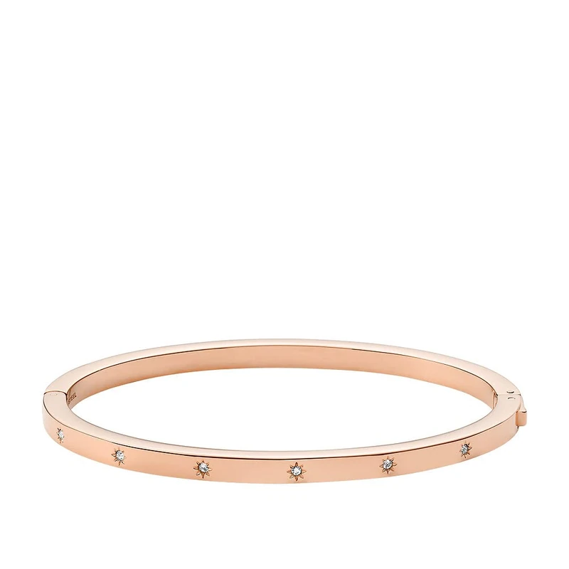Fossil Bracelet for Women Sadie, Length: 175mm, Width: 4mm, Height: 4mm Rose Gold Stainless Steel Bracelet, JF04394791