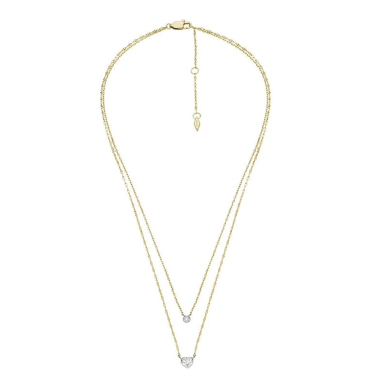 Fossil Necklace for Women Sadie, Length: 360mm+50mm, Width: 6mm, Height: 6mm 2-Tone Stainless Steel Necklace, JF04357998