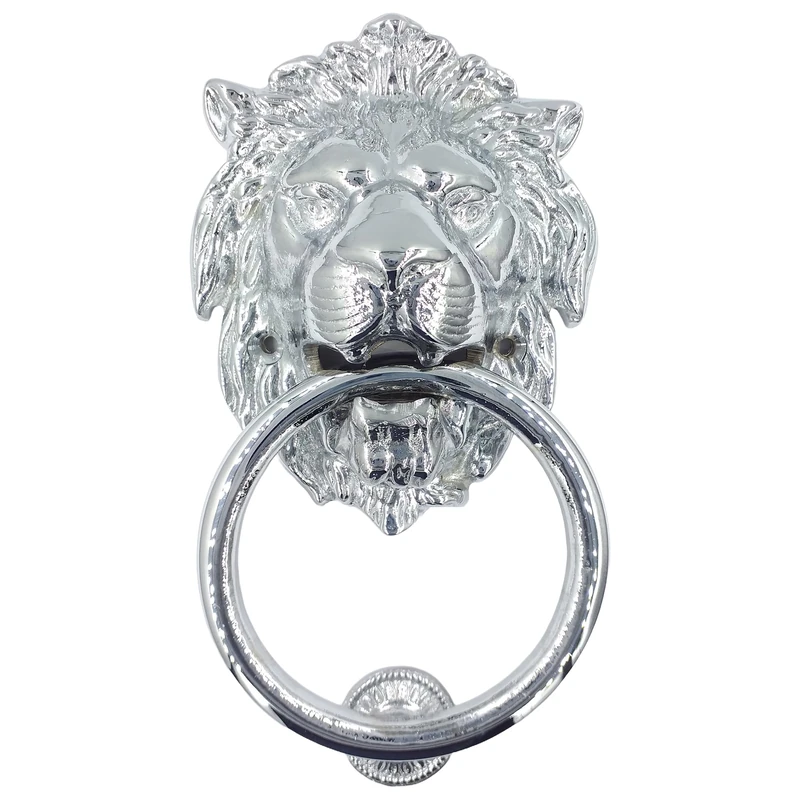 Anatolica Lions Head Door Knocker,7.1 inches,Solid Brass,Regency Period(Chrome)