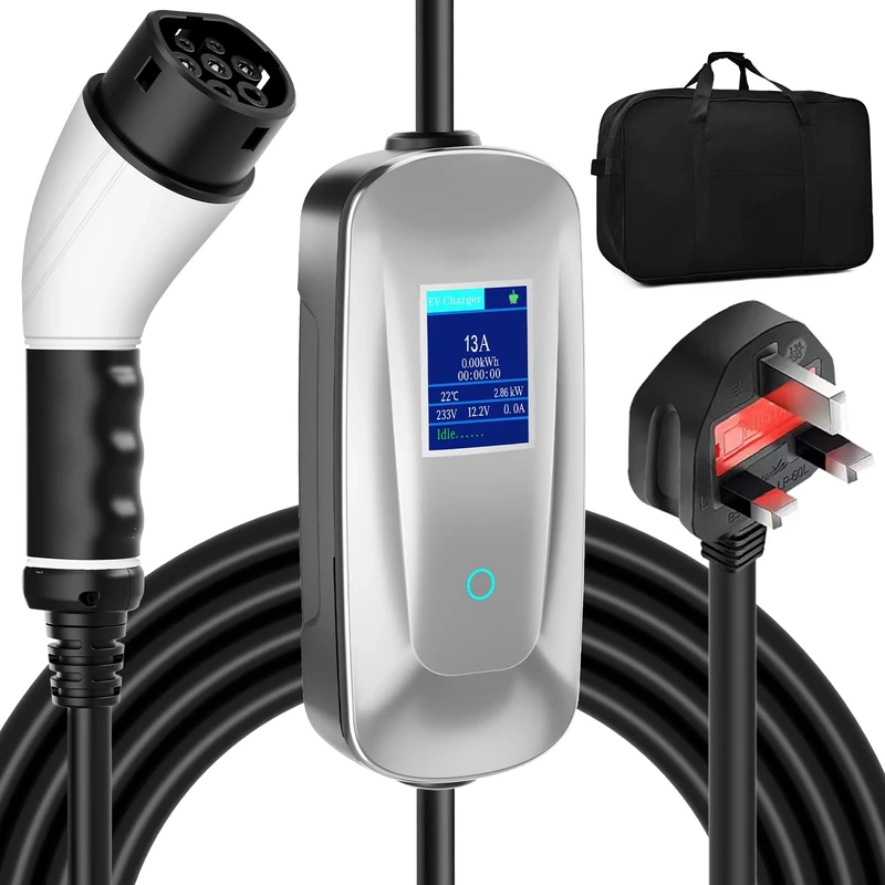 AIMAX EV Charger 13Amp UK 3PIN Plug to Type 2 Charging Cable Wall Box Portable EV Charging Station for Electric Vehicle/PHEV, Type 2 EV Charging Cable, Electric Car Charger 5 Metre