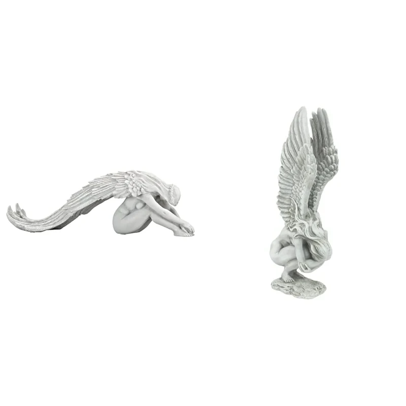 Design Toscano Extended Grace Angel Garden Statue, 61 cm, Polyresin, Antique Stone & Remembrance and Redemption Angel Religious Garden Statue, Medium 38 cm, Polyresin, Antique Stone