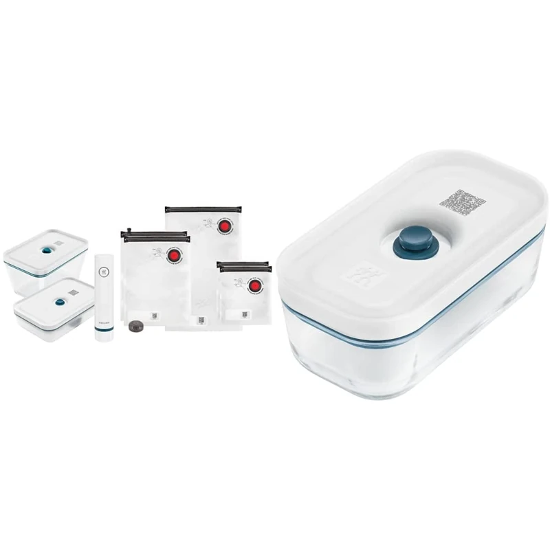 ZWILLING Fresh & Save Vacuum Starter Set, Glass, L, 8-pcs, La Mer & Fresh & Save vacuum, storage box, Size S, glass, La Mer