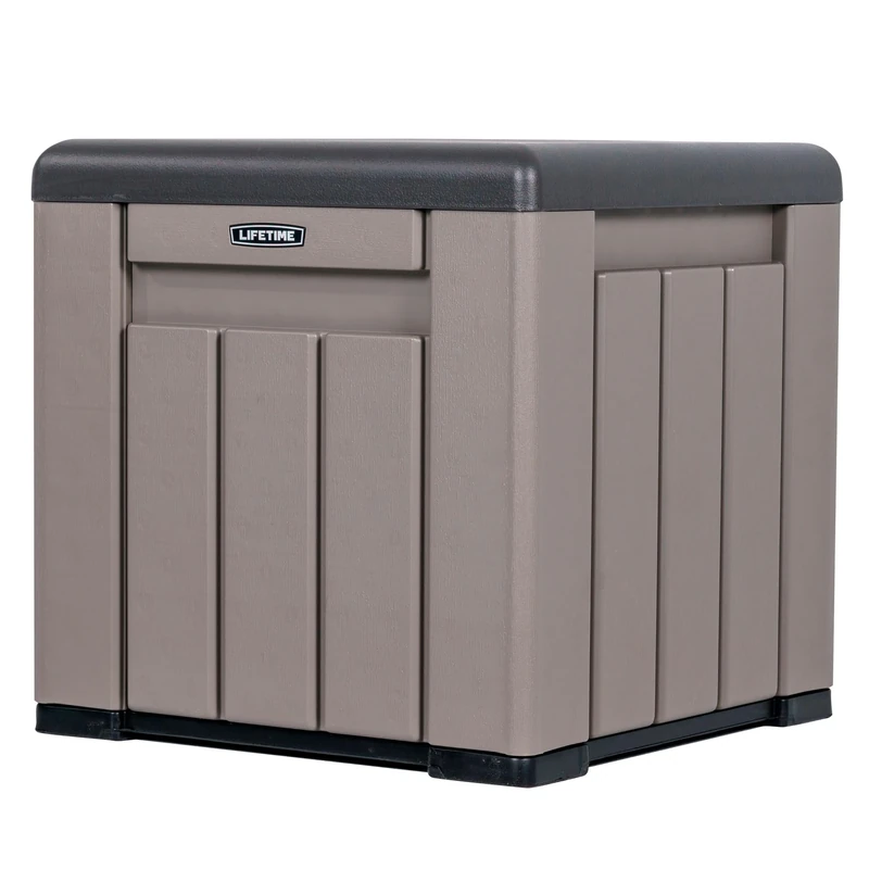 LIFETIME Outdoor Storage Box, 51 x 51 x 51 cm, 95 Litre, Square Storage Chest, UV Protection, Storage Bench, Large Toy Chest, Patio Furniture, Garden Cabinets