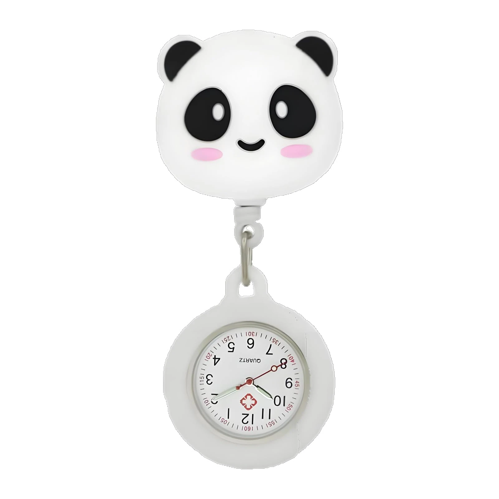 TopHomer Nurse Fob Watch Nurse Doctor Pocket Watch Clip on Quartz Luminous Watch Portable Telescopic Digital Watch, Retractable Fob Watch with Silicone Cover for Doctors, Paramedics, Nurses, Panda