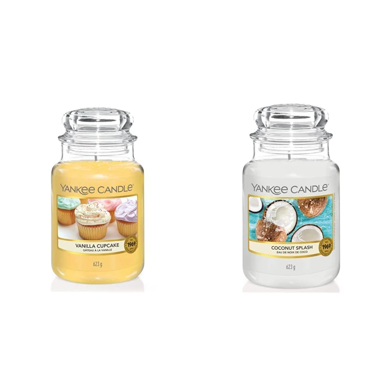 Yankee Candle Scented Candle | Vanilla Cupcake Large Jar Candle | Long Burning Candles: up to 150 Hours & Scented Candle | Coconut Splash Large Jar Candle | Long Burning Candles: up to 150 Hours