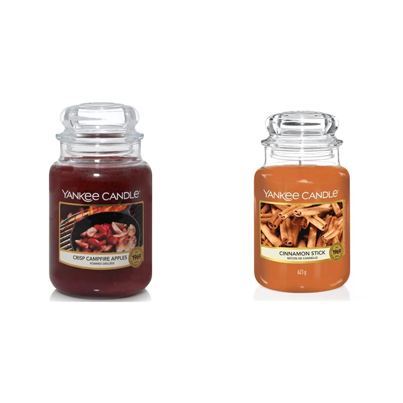 Yankee Candle Scented Candle | Cinnamon Stick Large Jar Candle | Long Burning Candles: up to 150 Hours & Scented Candle, Crisp Campfire Apples Large Jar, Burn Time: Up to 150 Hours, Large Jar Candle