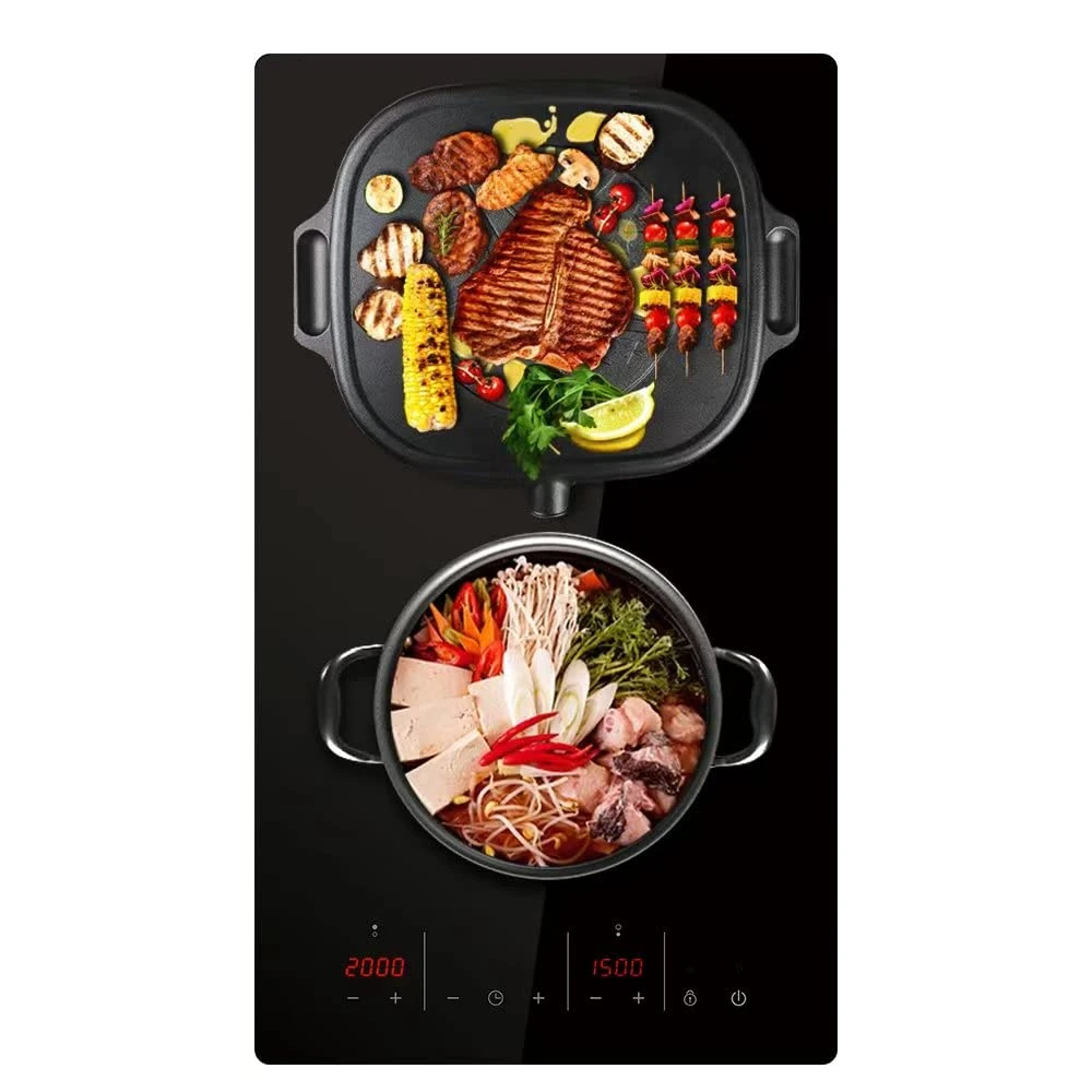 4 Zones 59cm Glass Electric Ceramic Hob in Black, Built-in worktop & Touch Controls,6000W