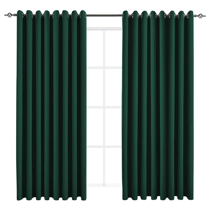 JSFLY Blackout Curtains for Bedroom 2 Panels 108 x 84 Inches Hunter Green