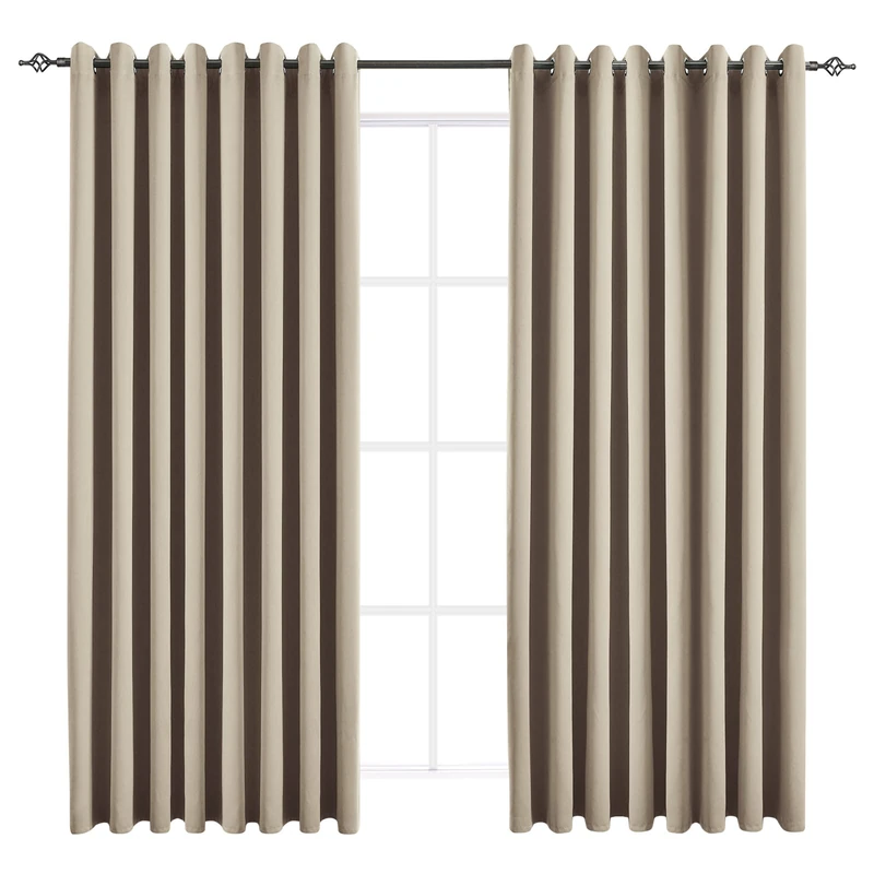 JSFLY Blackout Curtains for Bedroom 2 Panels 108 W x 84 L Inches Beige