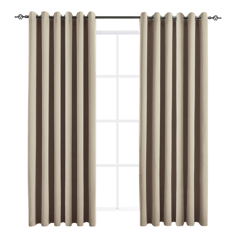 JSFLY Blackout Curtains for Bedroom 2 Panels 84 W x 108 L Inches Beige