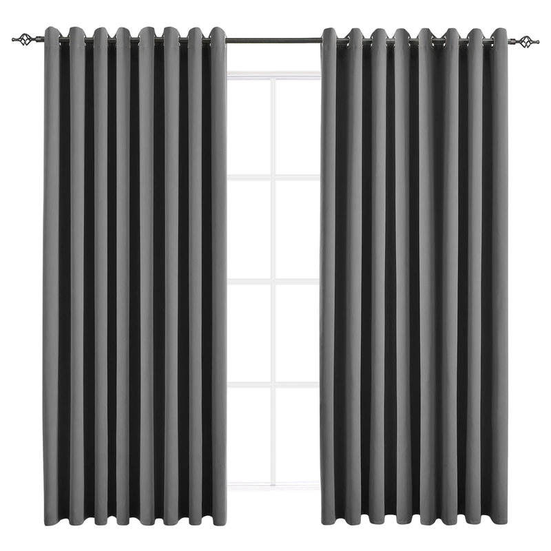 JSFLY Blackout Curtains for Bedroom 2 Panels 108 W x 84 L Inches Dark Gray