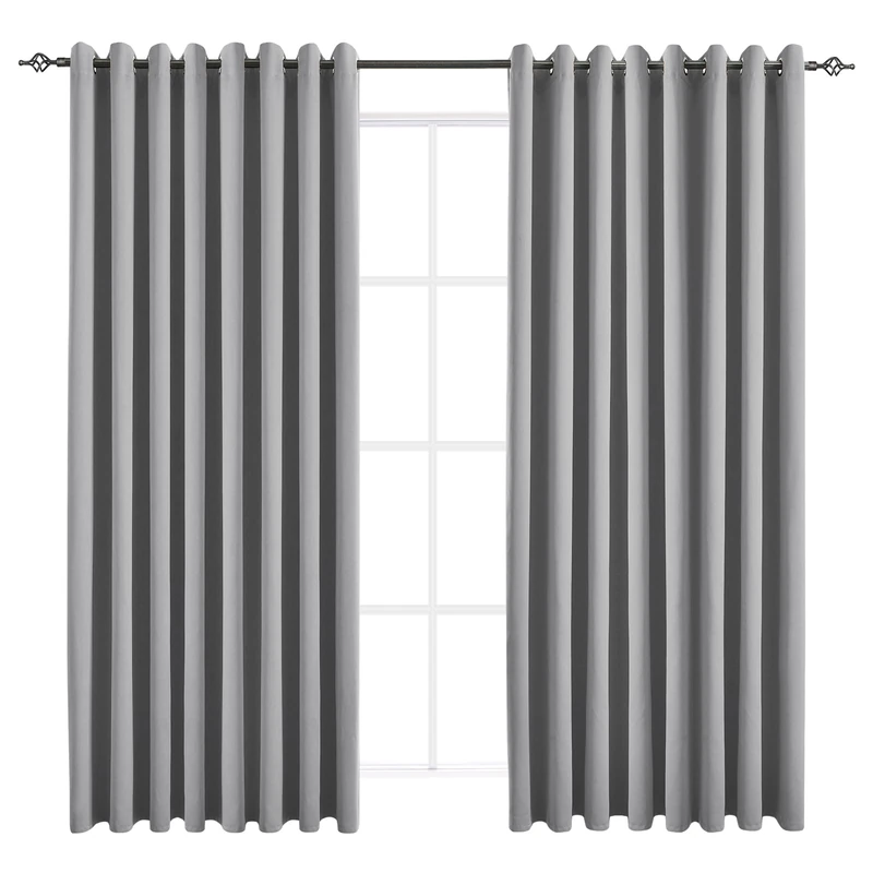JSFLY Blackout Curtains for Bedroom 2 Panels 108 W x 84 L Inches Light Gray