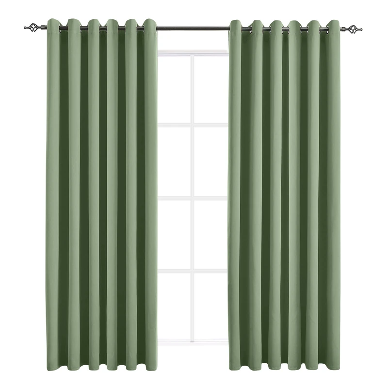 JSFLY Blackout Curtains for Bedroom 2 Panels 84 x 108 Inches Greyish Green