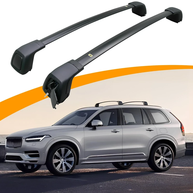 Snailfly Upgraded Crossbars Fit for 2015-2024 Volvo XC90 Lockable Roof Rack Cross Bars Cargo Accessories, Work for Flush Side Rails