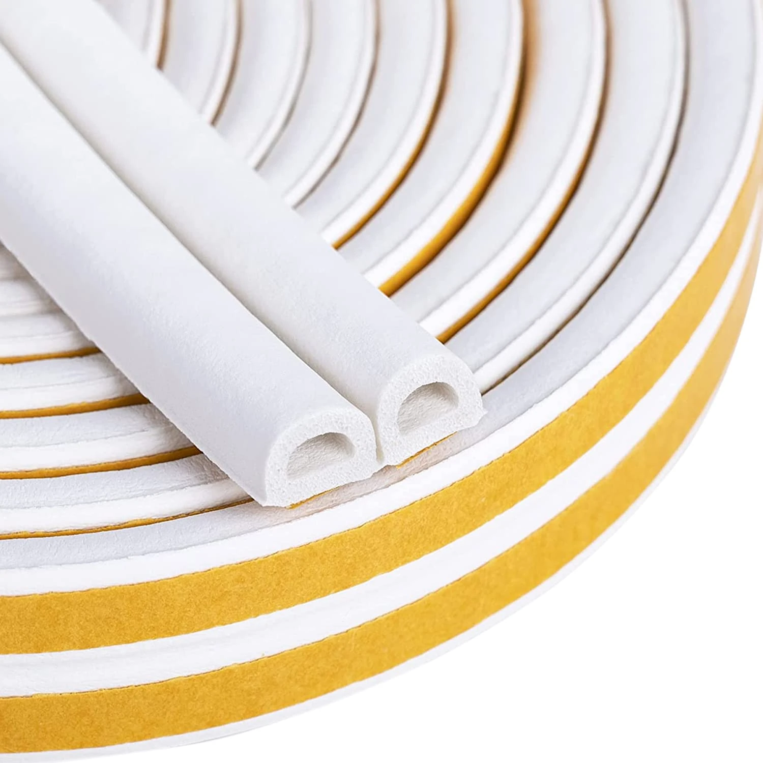 Draught Excluder Tape for Door Window, Self-Adhesive Weather Stripping, 10M Type D Sealing Foam Tape Strip Against Cold Draught/Anti-Collision/Soundproof/Waterproof/Dustproof White