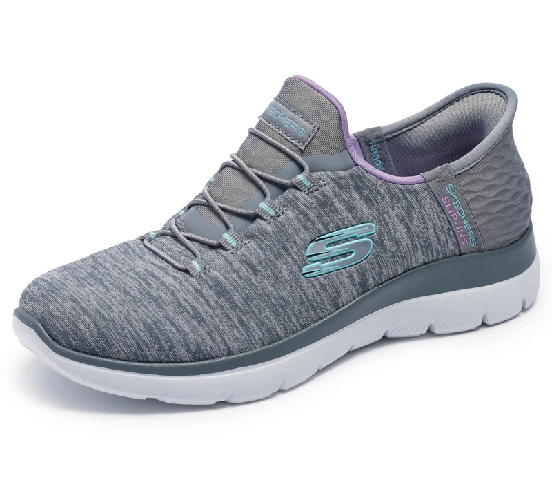 Skechers Women's Summits Dazzling Haze Trainers, Gray Mesh/Multi Trim, 10 UK