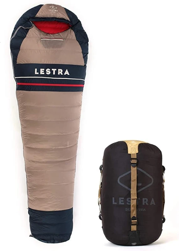 Lestra Outdoor Héritage The Big Adventurers' Sleeping Bag – Lightweight & Powerful – Straight Closure – T° Limit Comfort 02 220 x 80 cm – 760 g Unisex Adult, Beige, 220 x 80 cm - Image 1
