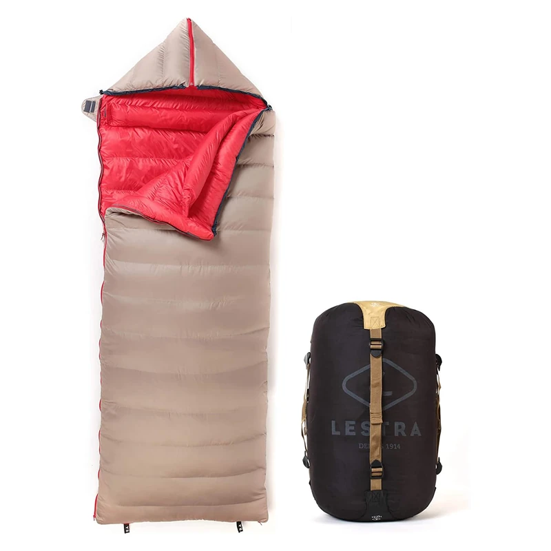 Lestra Outdoor Cocoon Blanket – T° Limit Comfort-10°C – Left Closure – Comfortable & Technical – Duck Down 190 + 40 x 80 cm – 1.6 kg Unisex Adult Sleeping Bag, Gold