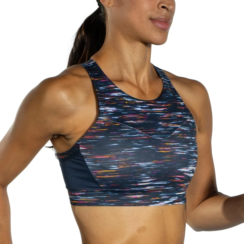Brooks Women's 3 Pocket Sports Bra for Running, Workouts & Sports, Sundial Velocity Print, 36C/D