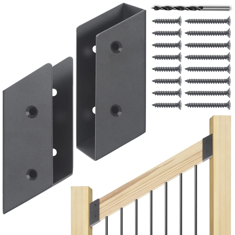 WOCEPU 30° Stair Stainless SteelDeck Railing Brackets Connectors for 2"x4" (Actual 1.5"x3.5") Railing Wood Post (4 Pair)