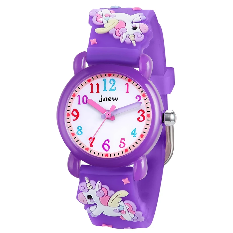 Vicloon Kids 3D Cartoon Waterproof Watch - Purple Silicone Band