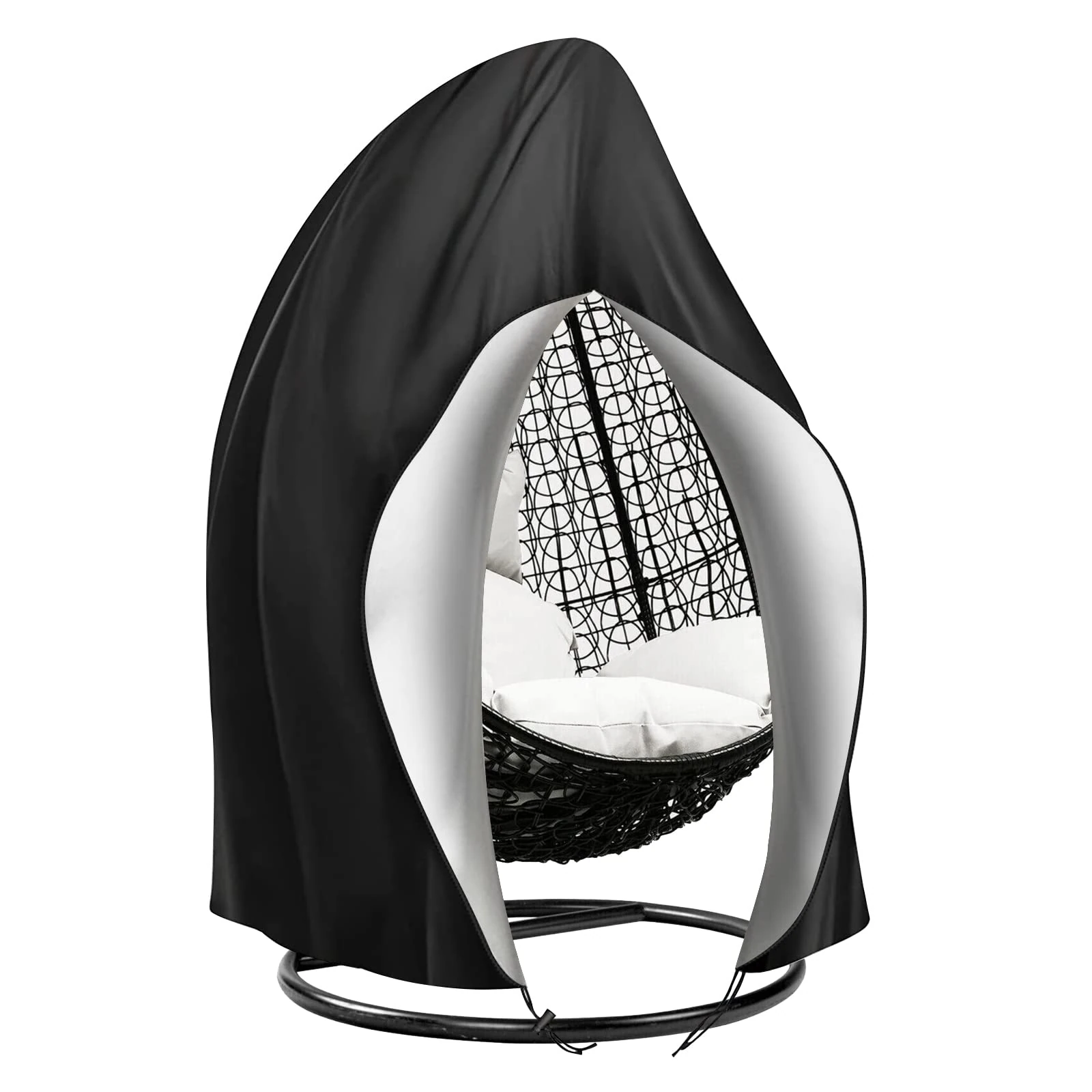 Emwel 190x115cm Hanging Chair Cover with Zipper - Heavy Duty Egg Swing Cocoon Chair Cover ,Outdoor Waterproof Windproof Durable Heavy Duty Garden Furniture Protector