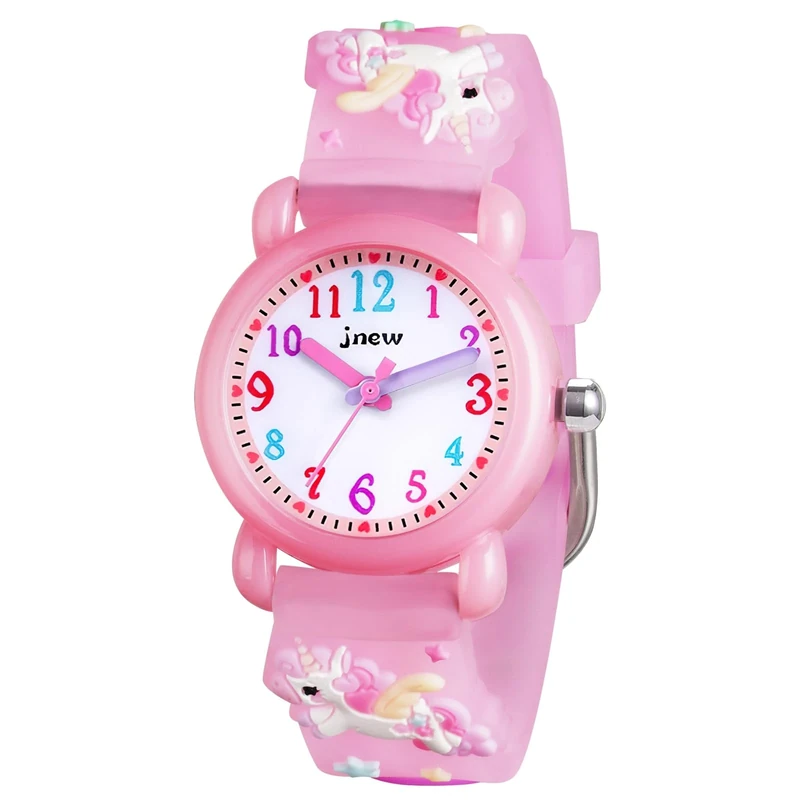 Vicloon Kids Watch, Girls Watch Waterproof 3D Cute Cartoon Toy Silicone Band Wristwatch Childrens Watches Gift for Girls Boys Age 3-11 Years Old (Pink)