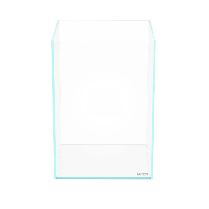 LANEDN Tall Tank Rimless Low Iron Tank 5.5GAL 9.8" L × 9.8" W × 14.2" H(25X25X36) cm Small Aquascape Fish Tank, Vertical Aquascape Tank, Black Leveling Mat Included