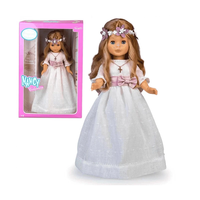 Nancy - Communion Collection, First Communion Dress Doll and Flower Crown, Blonde, with White Dress, Gift, Reissue 2023, Famous (NAL01000)