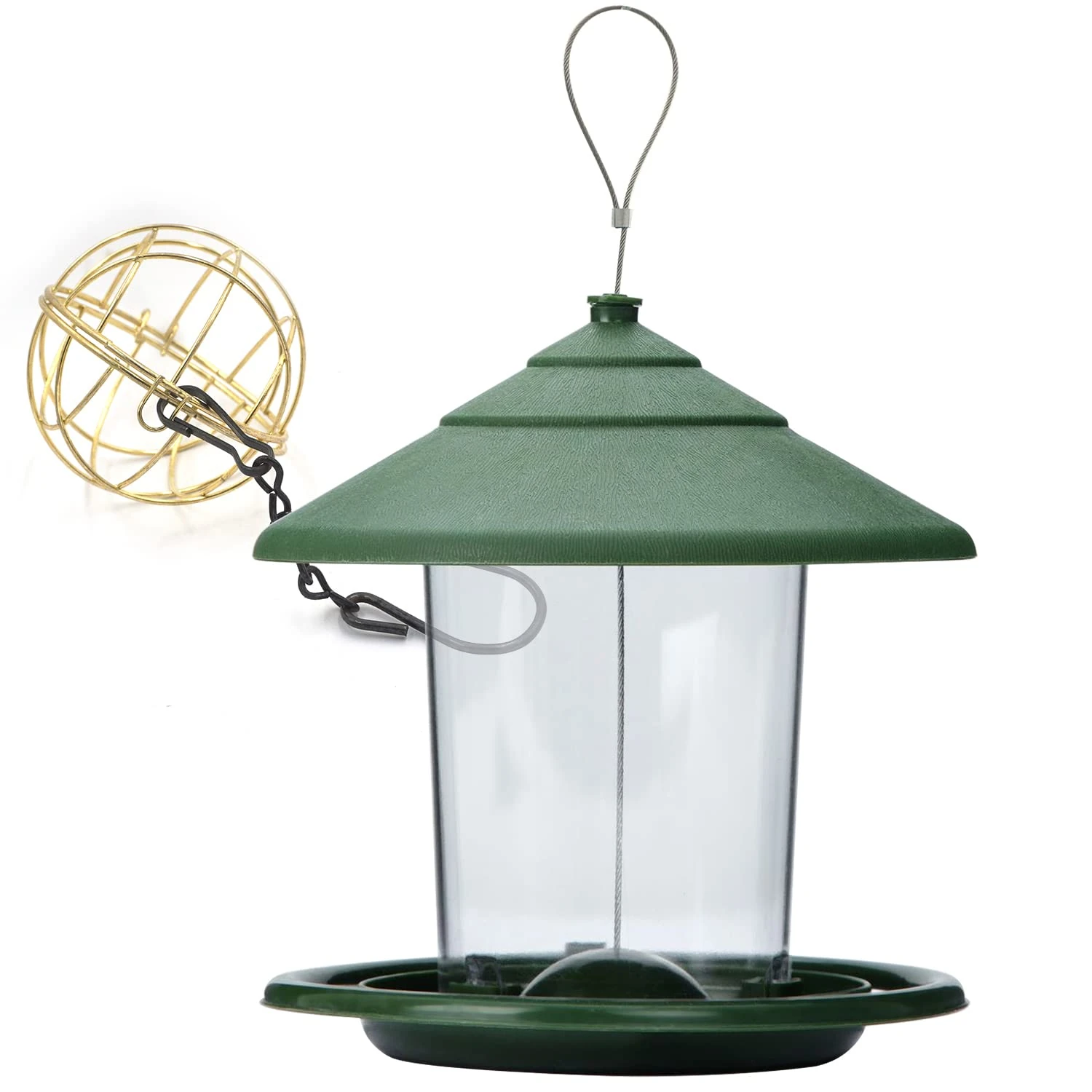 Zeqeey Hanging Wild Bird Feeder for Mix Seed Blend Sunflower Heart Peanut Nut Container