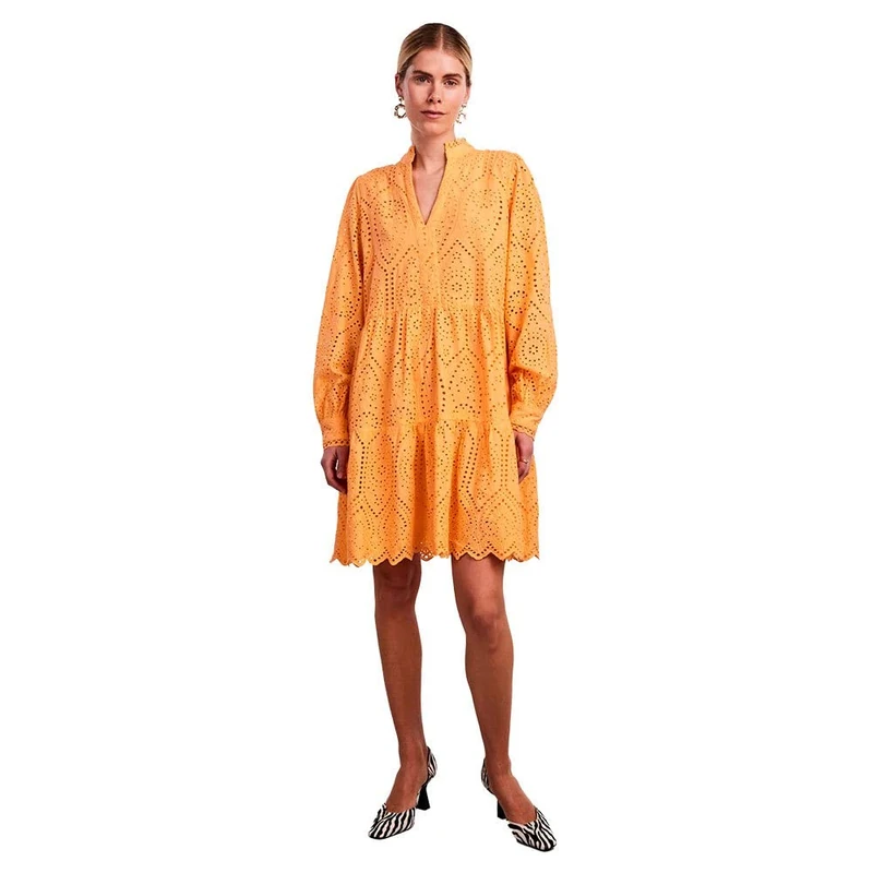 YAS Women's Holi Ls Dress S. Noos, Mock Orange, XL