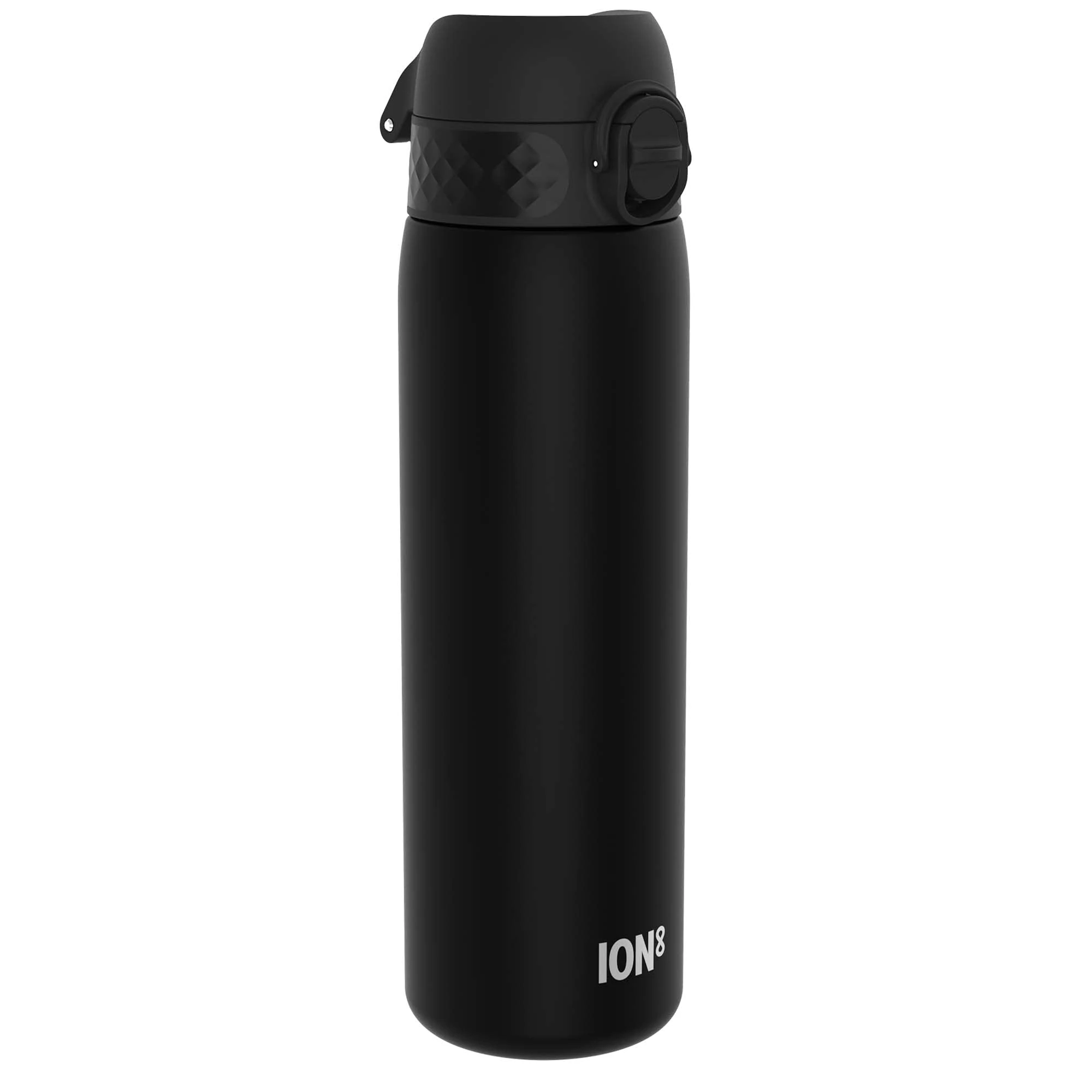 Ion8 Water Bottle, 500 ml/18 oz, Leak Proof, Easy to Open, Secure Lock, Dishwasher Safe, BPA Free, Hygienic Flip Cover, Carry Handle, Fits Cup Holders, Easy Clean, Carbon Neutral, Black
