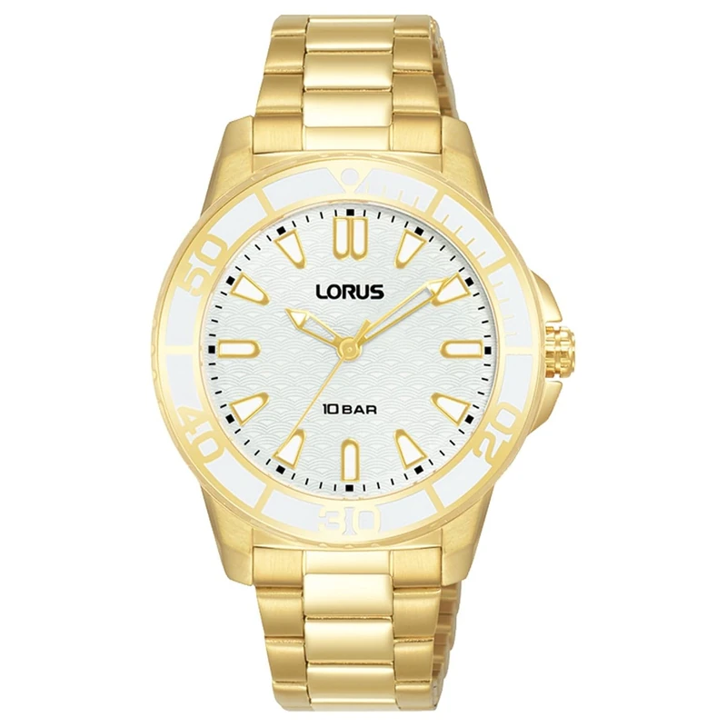 Lorus RG256VX9 Women's Analogue Quartz Watch with Metal Strap, Gold White