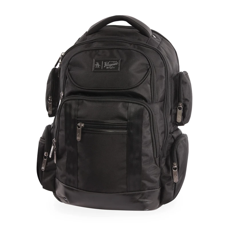 Original Penguin Unisex's Odell 9 Pocket Laptop/Tablet Backpack, Black, 19"