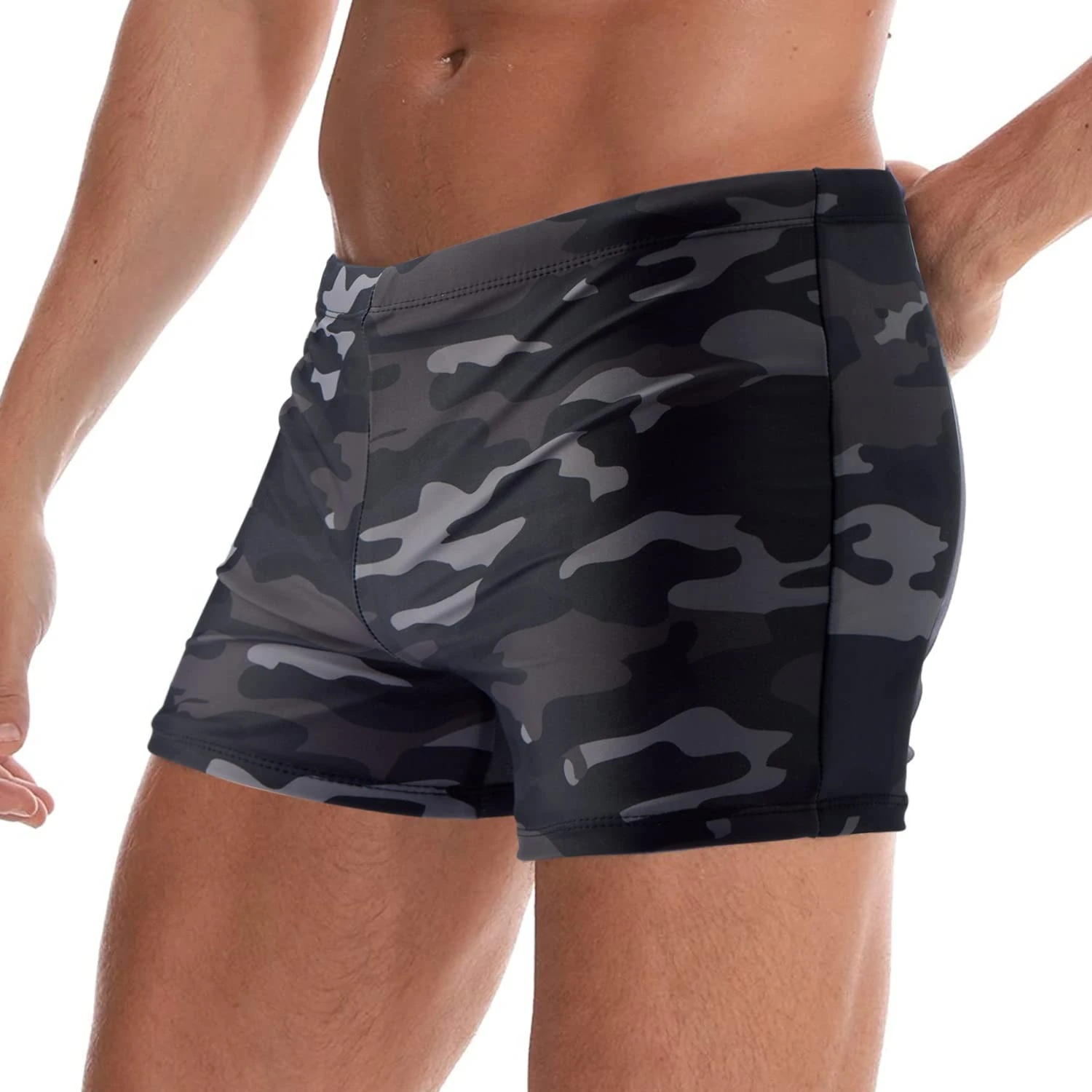 Arcweg Men's Swimming Trunks Shorts Without Removable Pad Sport Boxer Swimwear Boxers Underwear Drawstring Summer Beach Board Shorts Elastic Swimsuit Bottom S（UK）