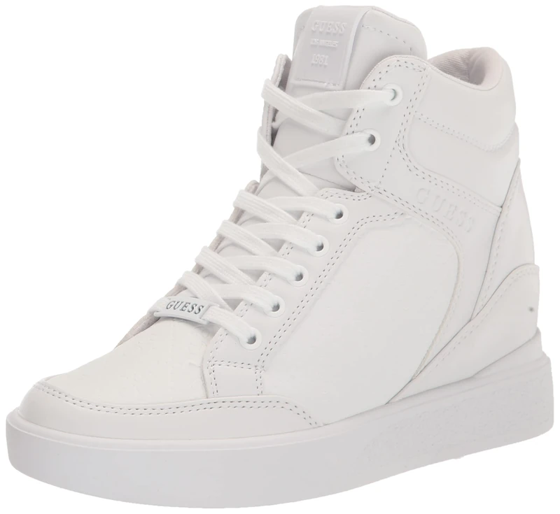 GUESS Women's Blairin Sneaker, White Logo, 7 UK
