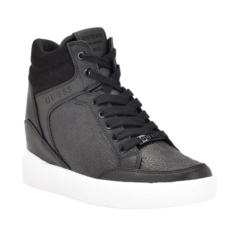 GUESS Women's Blairin Sneaker, Black Logo, 4 UK