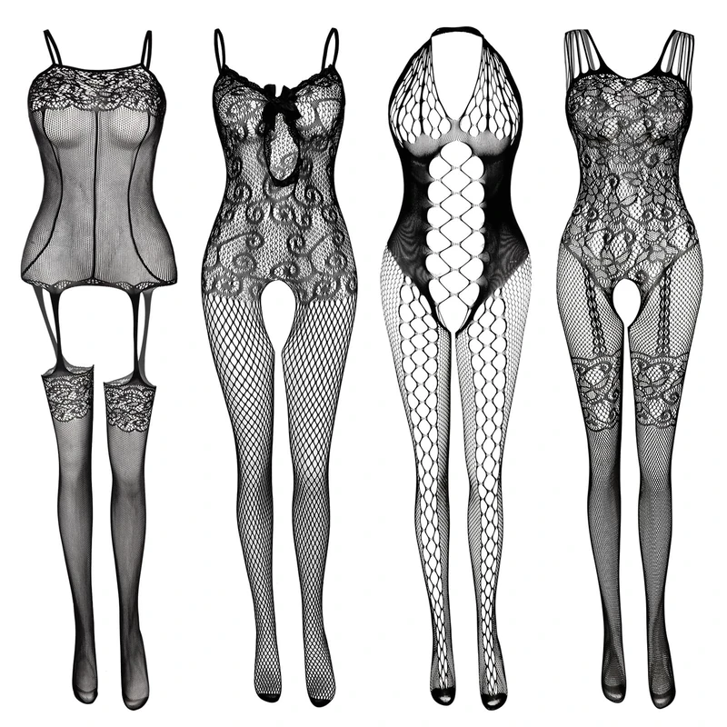JDiction 4 Pack Fishnet Lingerie Bodysuits for Women - Image 1