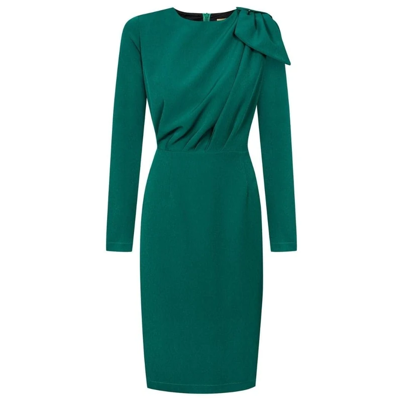 Swing Fashion Women's Bridget | Grün Elegant | Pencil Business Sheath Festive Party Cocktail Dresses Vintage | Knee Length | Long Sleeve | Green | XXL (44)
